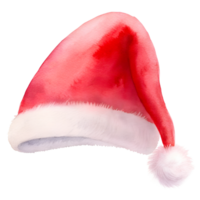 Santa hat in the style of a watercolor illustration on a transparent background, for use in graphic design on a Christmas theme png