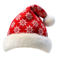 Santa hat with snowflake patterns on a transparent background, photorealistic illustration, for use in graphic design png