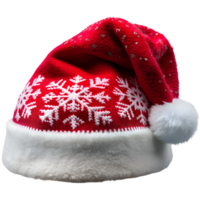 Santa hat with snowflake patterns on a transparent background, photorealistic illustration, for use in graphic design png