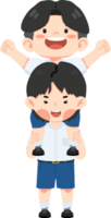 Two boys giving a piggyback ride png