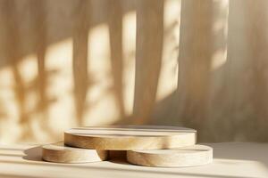Beige Empty Mockup Product Display stand or podium 3d background platform photo