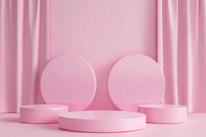 Pink Empty Mockup Product Display stand or podium 3d background platform photo
