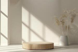 Beige Empty Mockup Product Display stand or podium 3d background platform photo