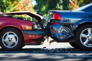 two cars that have been damaged in a collision photo