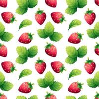Seamless summer pattern with strawberries and leaves. berry ornament with white background vector