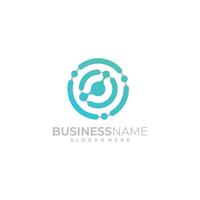 Circle Tech Logo line connection concept design vector