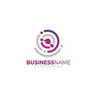 Circle Tech Logo line connection concept design vector
