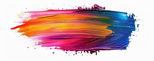 Abstract colorful paint stroke on white background photo