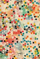 Abstract geometric vertical pattern with colorful squares and dots on light background photo