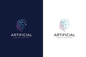 Head Logo Artificial Intelligence Brain Smart Mind Human Computer Science Technology Business vector