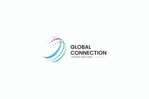 Global Connection Network Dots Logo Halftone Sphere Shape Digital Technology Business Company vector