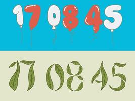 Indonesian independence day design with balloons and leaves in the shape of the date, month and year. vector