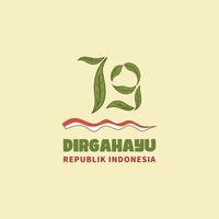 Indonesia 79th independence day. With independence day greetings in Indonesian. Indonesia ribbon flag element graphics template. vector
