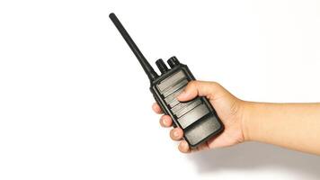 Black portable radio ht or walkie talkie in a white background photo