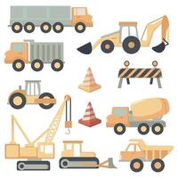 Construction Vehicle Icons and Elements for Design Projects vector