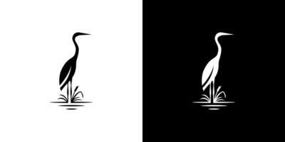 Heron pelican stork bird silhouette background . logo illustration isolated vector