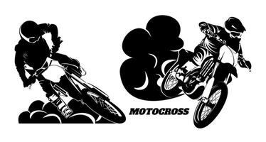 motocross illustration black and white design for sticker bussines logo etc vector