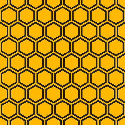 Flat Dark Gray Honeycomb Hexagon Pattern on Orange background