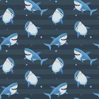 Seamless pattern with cartoon sharks. Shark backgrounds. Funny fish characters vector