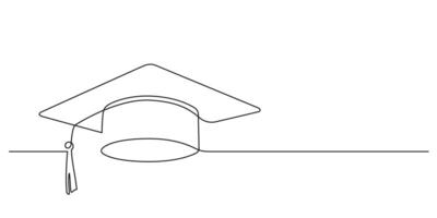 mortarboard continuous one line drawing graduation vector