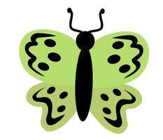 Green Butterfly with abstract ornament design wings. Insect element. illustration isolated on white background. vector