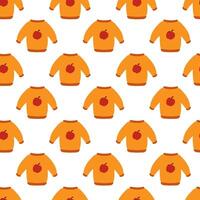 Seamless pattern. Autumn sweater with apple design. Cozy fall background. flat illustration. vector