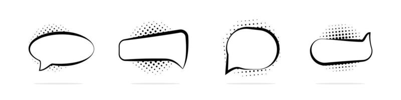Speech bubbles collection. Vintage design, pop art style. Retro vector