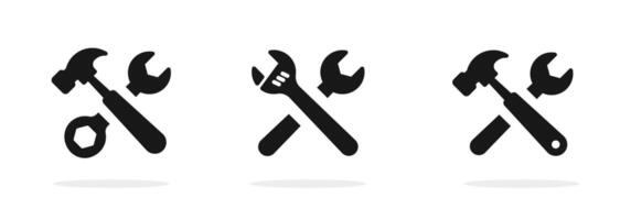 Tool icon set. Hammer screwdriver spanner symbols. Instrument si vector