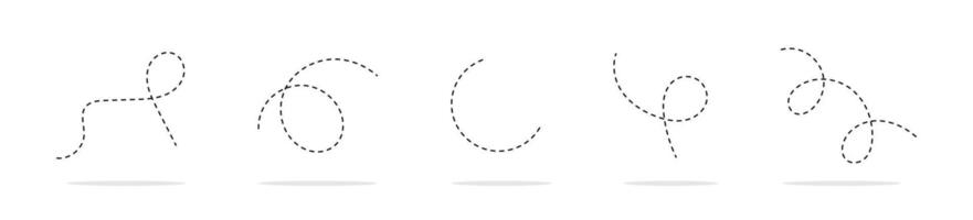 Line path. Dotted line path. Routes set. Dotted pathways. Airpla vector