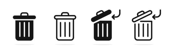 Trash can icon set. Trash bin icons. Delete symbols. Rubb vector