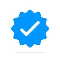 Verification symbol. Blue check mark icon. Verified badge. Verified badge icon. Social media account verification icon. vector