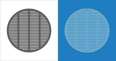 Blueprint wireframe for architectural and technical visualization of perforated metal drain covers for drainage systems with a grid pattern vector