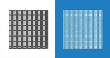 Architectural and technical visualization wireframe blueprint of grid-pattern perforated metal drain covers for drainage systems vector
