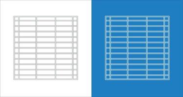 Architectural and technical visualization wireframe blueprint of grid-pattern perforated metal drain covers for drainage systems vector