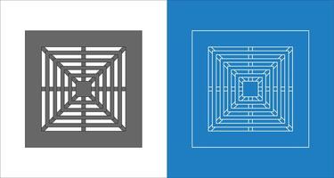 Technical and architectural blueprint wireframe for grid-patterned perforated metal drain covers in drainage systems vector