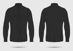 Formal long sleeve button up shirt template front and back view vector