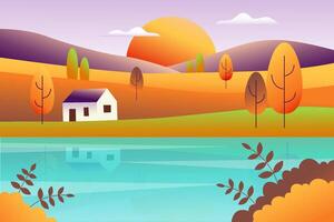 Autumn scenery background. Autumn nature banner. Autumn park. Autumn farm background. vector