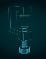 C-clamp technical drawing vector