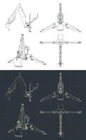 Backhoe loader blueprints vector