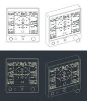 Attitude indicator and turn coordinator blueprints vector