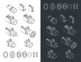 Blueprints of control switches vector