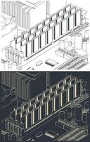 Memory modules drawings vector