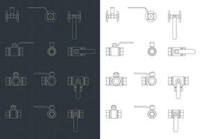 Ball Valves Blueprints Set vector
