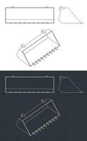 Loader bucket blueprint vector