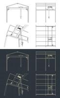 Overhead crane and warehouse structure blueprints vector