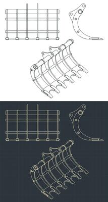 Rake for excavator blueprints