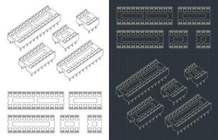 DIP sockets blueprints vector