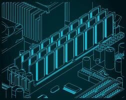 Memory modules close up vector