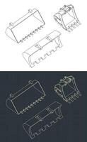 Buckets isometric blueprints vector