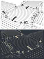 Turntable conveyor. Roller conveyor with a turntable section that switches the direction vector